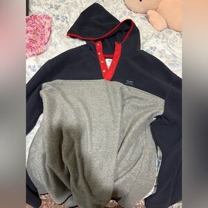 Old Navy Men's Black and Gray Hoodie vintage with Red Accents